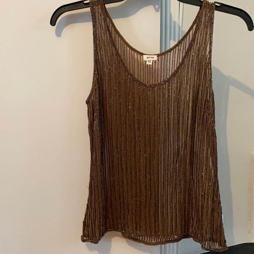 Anthropologie | Sheer beaded top